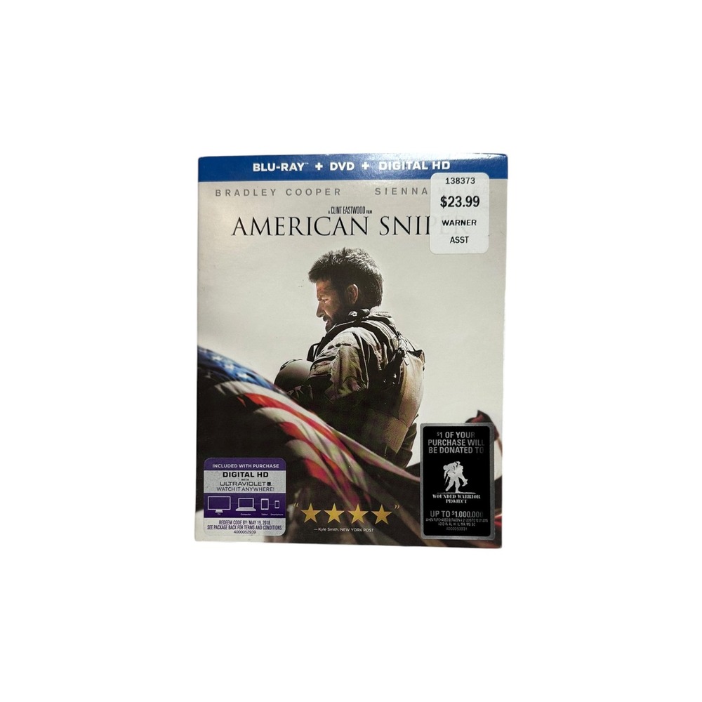 American Sniper Blu-ray DVD Combo Pack Warner Bros Bradley Cooper